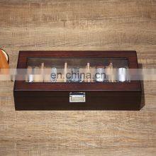 European Classical Top Glasses 5 Slots Solid Wood Watch Box thumbnail-5