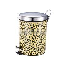 Household Steel Trash Can Iron Printing Leopard Surface Waste Bin Tin Plate Garbage Cans thumbnail-2