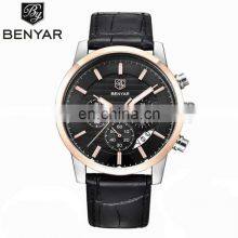 Benyar BY-5104M Personalized Man Quartz Wrist Watches Chronograph Calendar Luxury Leather Men Watch Manufacturer thumbnail-2