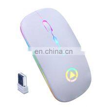 Drop Shipping Orginal Ultra-Thin Mini A2 Wireless Mouse Silent Mute Rechargeable LED Colorful Lights Computer Mouse thumbnail-2