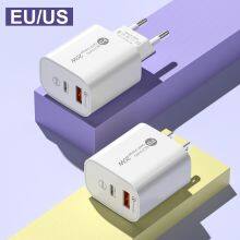 Portable EU US Charging Plug, 2-port PD+USB Fast Charging Power Adapter for Different for IPhone for Xiaomi thumbnail-5