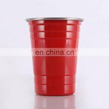 Brand New Logo Drinking Metal 16oz Party Red Custom Reusable Stainless Steel Beer Pong Cups thumbnail-4