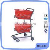 Zinc Plate Two Baskets Shopping Trolley thumbnail-1