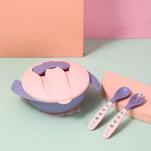 New Design Baby Feeding Tableware BPA Free Plastic Baby Self Feeding Bowl With Spoon And Fork Set
