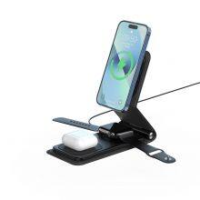 3-in-1 Multi Wireless Mobile Phone Foldable Magnetic Wireless Charger for IPhone thumbnail-1