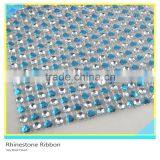 10 Yards 24 Rows Crystal Ribbon Net Flatback Round Roll Sapphire 9 Lines Rhinestone Mesh thumbnail-3