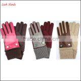 Ladies Fashion Cheap Leather & Woolen Gloves thumbnail-1