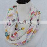 Newest Style Colorful Cute Animal Dog Printed Polyester Voile Round Infinity Scarf