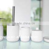 White Vertical Stripes Polyresin Bathroom Accessories Set for Hotel and Home thumbnail-1