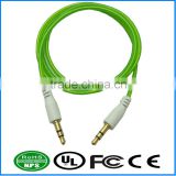 AUX Cable Fluorescent Green Gold Plated Audio I/O Wire Stereo Panel Mount Cable for PC, Car Audio, Audio Equipment