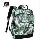 European Polyester Waterproof Backpack With Green Leaves Printed