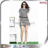 Cheap Women 2pcs Suit Satin Pullover Short-sleeved Striped T-shirt + Shorts thumbnail-1