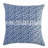 Indian Block Print Reversible Cushion Cover Indigo Cotton Shams Decorative Pillows Handmade Cushion Throw thumbnail-2