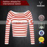2015 New Spring Horizontal Collar Striped Bottoming Sweaters Female New Design Sweaters thumbnail-3