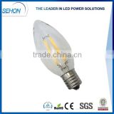 Dimmable CE ROHS UL 2w 3w 4w E14/E12 led candle lights of transparent cover