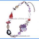 Wholesale Multi-color Glass Acrylic And Agate Cross Beads Gemstone Jewelry Fancy Necklace For Women GN-M001 thumbnail-3