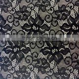 elegant black floral nylon spandex lace fabric for eveing dress
