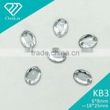 KB3 oval 6*8, 8*10 flat back sew on 2 holes acrylic rhinestones for fashion decoration, craft making, garment bags accessories