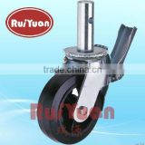 Scaffolding caster with 6in 8in Black Rubber Mold-on Steel Wheel