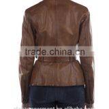 Stylish Cognac Leather Jacket Women thumbnail-6