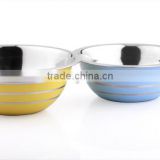 Stainless Steel Colored Stripe Deep Mixing Bowl