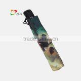 Fully Automatic Three Folding Oil Painting Sunny Rainy Umbrella