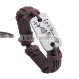 <<2015 Vintage Wholesale Fashion Personalized Womens Men Couple Love Leather Bracelets/ thumbnail-2