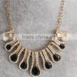 Women Charming Black Water Drop Pendant Necklace Gold Plated Crystal Necklace thumbnail-3