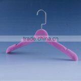 Ladies Narrow Shoulder Non Slip Pink Clothes Hangers Plastic Flocking