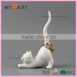 Cat Shaped White Ceramic Display Stand For Jewelry