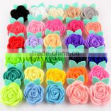 Rose Flower With Leaf Embellish For Hat , Decorative Fabric Flower For Clothing