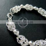 20cm Silver Plated Brass Faceted Round Beads Link Fashion DIY Bracelet Supplies 1900070 thumbnail-2