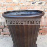Contemporary Urn Round Fiberglass Urn for Garden Decoration pc Urne Noire Grande thumbnail-1