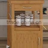 Natural Finish E1 MDF With Wine Rack Kitchen Trolley Cart thumbnail-1