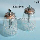 Clear Cylinder Glass Spice Bottle With Metal Tube Spoud Lid thumbnail-1