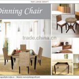 water hyacinth dining set, dining furniture chair and table with glass wooden frame