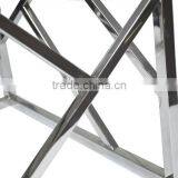 Modern Living Room Rose Gold Stainless Steel Clear Square Glass Coffee Table thumbnail-6