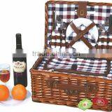 4 Pcs Melamine Plates and Wine Glasses Willow Picnic Hamper Basket thumbnail-4