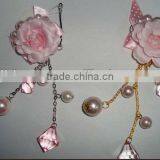 Pink Hair Accessory Clip With Artifical Flower /Pearl, Diamond thumbnail-1