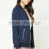 Korean Clothing Style Lady Winter New Model Blue Fashion Baseball Coat Longline Bomber Jacket Wholesale China Manufacturers thumbnail-3