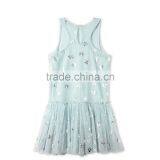 Printed Metallic Flowers Girl Tulle Party Dress Kids Frocks Neck Designs Childern Frock Model HSd5178 thumbnail-3