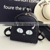 2017 Shoulder Bag Women for Shopping Black Daily Leather Backpack Animal Cute Cat Bag thumbnail-3