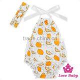 High Quality Kids St. Patricks Day Item Clover Printed Halter Design Newborn Baby Hairboll Romper thumbnail-2