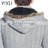 Latest Designs Man Fleece Lined Wool Top Cable Knit Cardigan Sweater With Hooded thumbnail-6