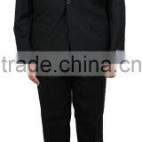 NAAMS MEN'S WOOL 2 BUTTON 2 VENT SLIM FIT SUIT JACKET FLAT FRONT PANT BLACK thumbnail-1