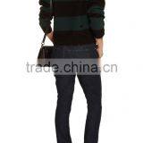 High Quality 100% Wool Mid-weight Striped Distressed Sweater Knitted for Women thumbnail-3