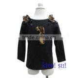 Kids Girls 1st Birthday Brown Leopard Black Long Sleeves Top 1-7Y thumbnail-1