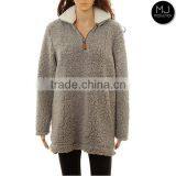 Wholesale Plus Size Clothing Women Fleece 1/4 Zip Sherpa Pullover thumbnail-4