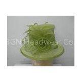 Breathable Green Sinamay Ladies Hat With Adjustable Sweatband , Coque Feathers Bow thumbnail-1