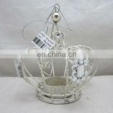 crown Christmas hanging ornament with candle holder,metal Christmas crown ornament,metal crown with candle holder decoration